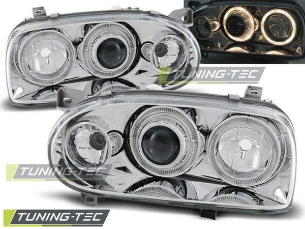 Φανάρια ANGEL EYES χρωμίου για VW GOLF 3 09.91-08.97 Volkswagen Golf Mk3 [1991-1997]