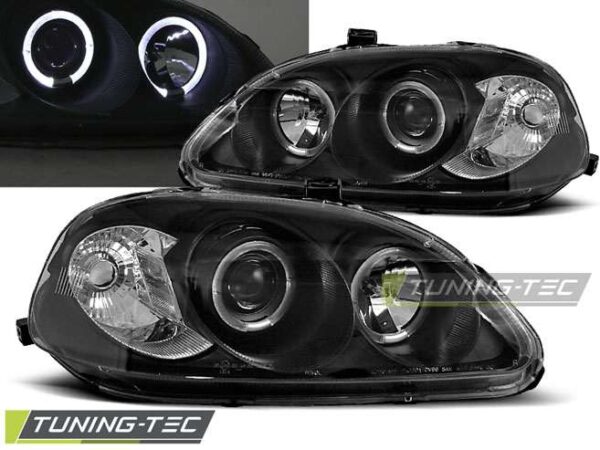 HONDA CIVIC 09.95-02.99 ANGEL EYES Μαύρο Honda Civic Mk6 [1995-2000]
