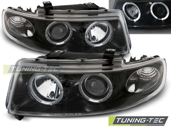 Φανάρια ANGEL EYES Μαύρο για SEAT LEON / TOLEDO 04.99-08.04 Seat Leon (1M) [1999-2004]