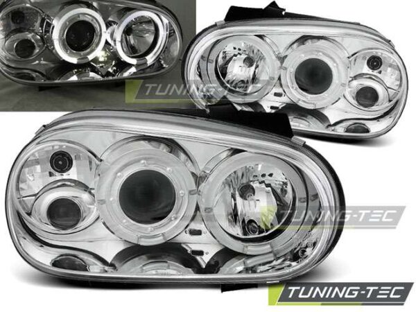Φανάρια ANGEL EYES χρωμίου για VW GOLF 4 09.97-09.03 Volkswagen Golf Mk4 [1997-2004]