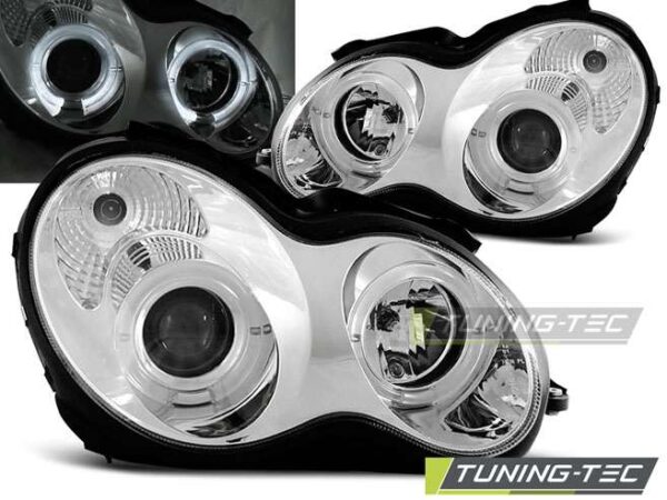 Φανάρια ANGEL EYES χρωμίου για MERCEDES W203 C-KLASA 07.00-03.04 Mercedes C Class (W203) [2000-2006]