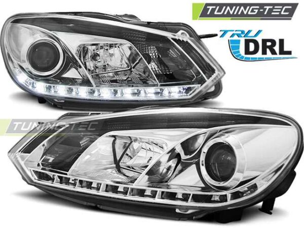 Φανάρια TRUE DRL χρωμίου για VW GOLF 6 10.08-12 Volkswagen Golf Mk6 [2008-2013]
