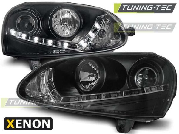 XENON Φανάρια DAYLIGHT Μαύρο για VW GOLF 5 03-08 Volkswagen Golf Mk5 [2003-2008]