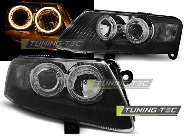 Φανάρια ANGEL EYES Μαύρο για AUDI A6 C6 04.04-08 Audi A6 2004–2011