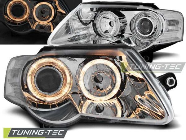 Φανάρια ANGEL EYES χρωμίου για VW PASSAT B6 3C 03.05-10 Volkswagen Passat (B6&B7) [2005-2015]