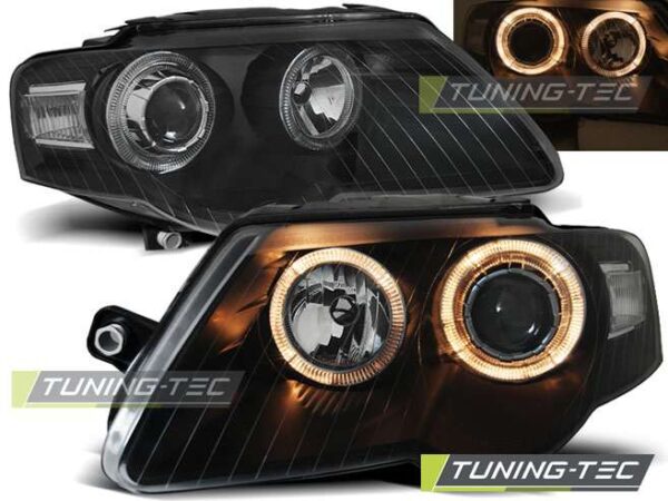 Φανάρια ANGEL EYES Μαύρο για VW PASSAT B6 3C 03.05-10 Volkswagen Passat (B6&B7) [2005-2015]