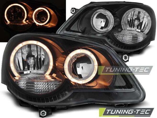 Φανάρια ANGEL EYES Μαύρο για VW POLO 9N3 04.05-09 Volkswagen Polo Mk4 [2001-2009]