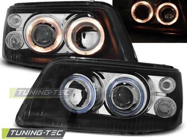 Φανάρια ANGEL EYES Μαύρο για VW T5 04.03-08.09 Volkswagen Transporter T5 [2003-2015]