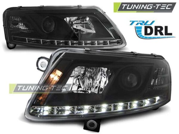 Φανάρια TRUE DRL Μαύρο για AUDI A6 C6 04.04-08 Audi A6 2004–2011