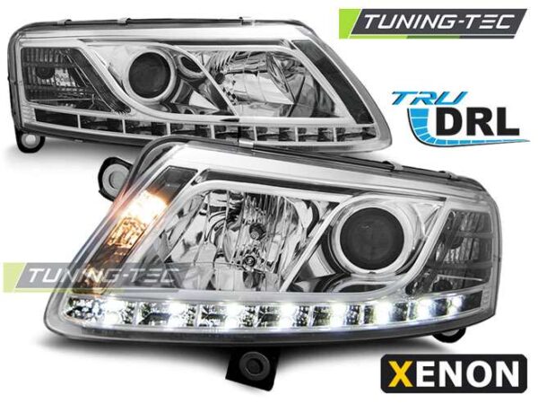 XENON Φανάρια TRUE DRL χρωμίου για AUDI A6 C6 04.04-08 Audi A6 2004–2011