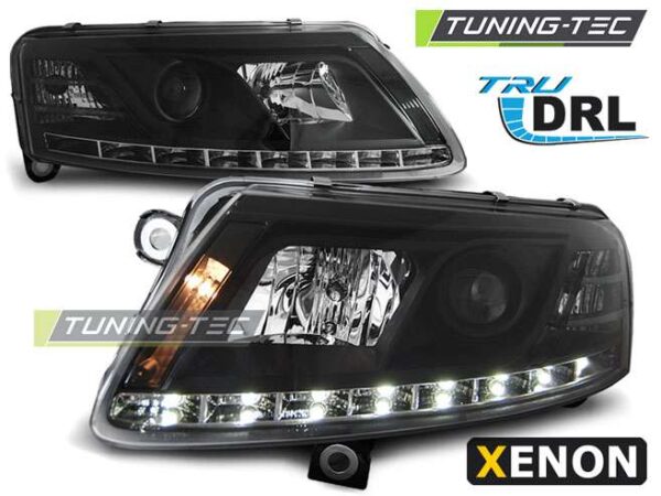 XENON Φανάρια TRUE DRL Μαύρο για AUDI A6 C6 04.04-08 Audi A6 2004–2011