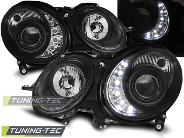 Φανάρια DAYLIGHT Μαύρο για MERCEDES W211 E-KLASA 03.02-04.06 Mercedes E Class (W211) [2002-2009]
