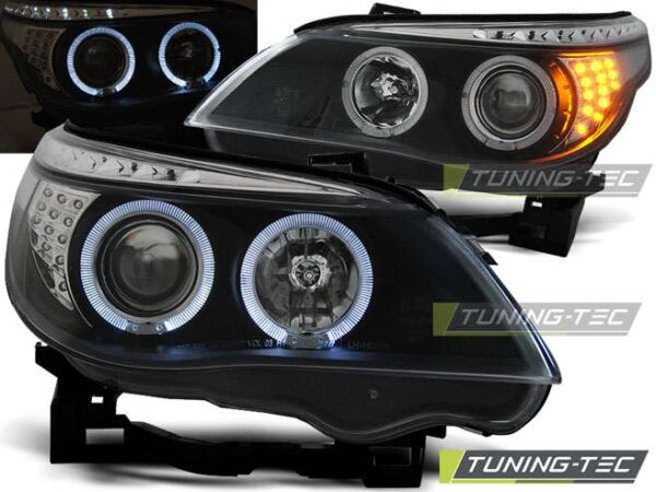 Φανάρια ANGEL EYES Μαύρο LED INDICATOR για BMW E60/E61 03-07 BMW 5 (Ε60/E61) [2003-2010]