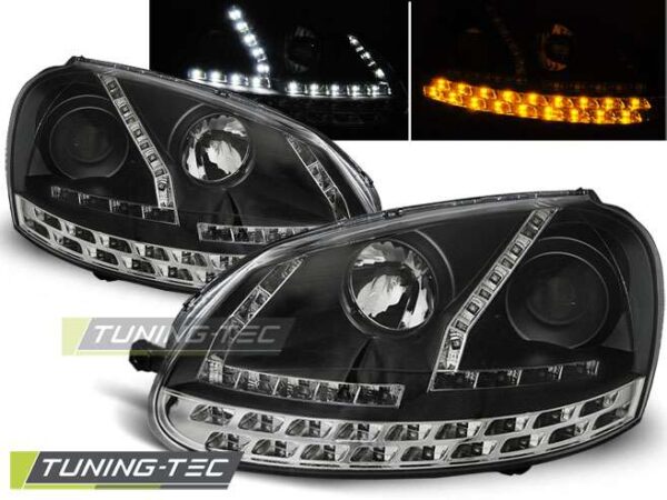Φανάρια DAYLIGHT Μαύρο για VW GOLF 5 03-08 Volkswagen Golf Mk5 [2003-2008]