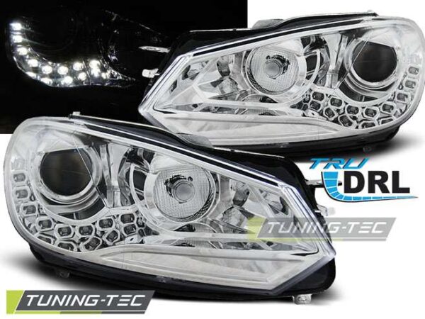 Φανάρια TRUE DRL χρωμίου για VW GOLF 6 10.08-12 Volkswagen Golf Mk6 [2008-2013]