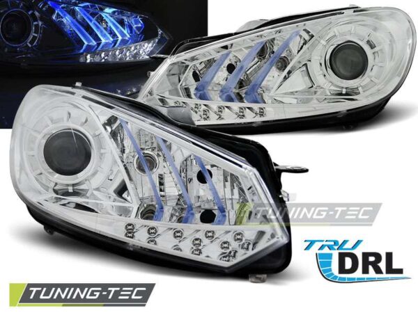 Φανάρια TRUE DRL χρωμίου BLUE LIGHT για VW GOLF 6 10.08- 12 Volkswagen Golf Mk6 [2008-2013]