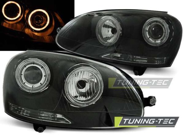 Φανάρια ANGEL EYES Μαύρο για VW GOLF 5 10.03-09 Volkswagen Golf Mk5 [2003-2008]