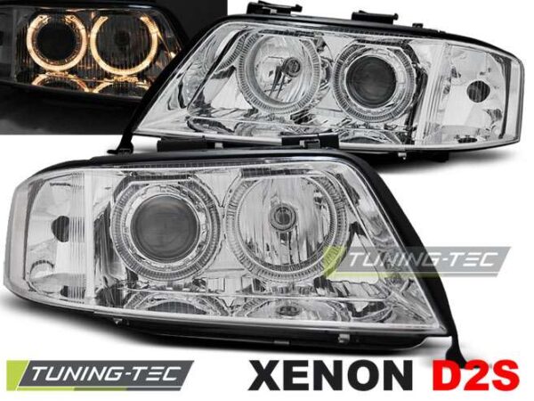 XENON Φανάρια ANGEL EYES χρωμίου για AUDI A6 05.97-09.99 Audi A6 1997–2004