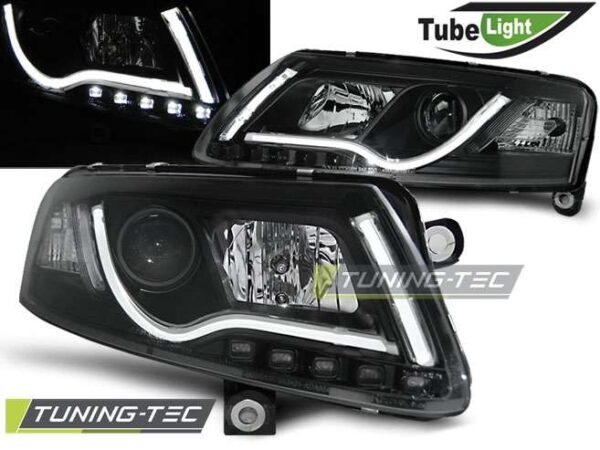 Φανάρια TUBE LIGHT Μαύρο για AUDI A6 C6 04.04-08 Audi A6 2004–2011
