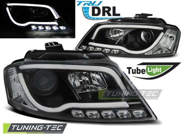 Φανάρια TUBE LIGHT DRL Μαύρο για AUDI A3 8P 08-12 Audi A3 (8P) [2003-2012]