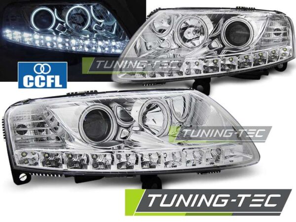 Φανάρια ANGEL EYES LED χρωμίου για AUDI A6 C6 04.04-08 Audi A6 2004–2011