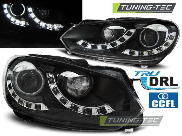Φανάρια DUAL TRUE DRL Μαύρο για VW GOLF 6 10.08-12 Volkswagen Golf Mk6 [2008-2013]