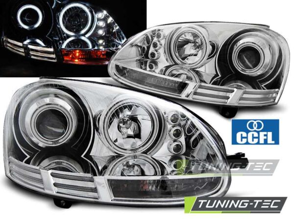 Φανάρια ANGEL EYES CCFL χρωμίου για VW GOLF 5 10.03-09 Volkswagen Golf Mk5 [2003-2008]