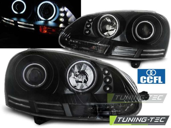 Φανάρια ANGEL EYES CCFL Μαύρο για VW GOLF 5 10.03-09 Volkswagen Golf Mk5 [2003-2008]