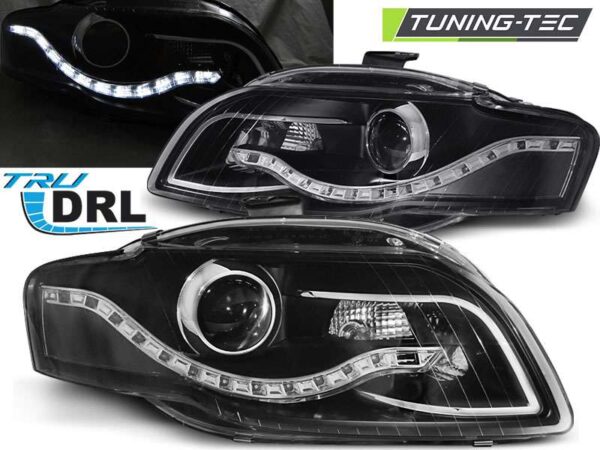 Φανάρια TRUE DRL Μαύρο για AUDI A4 B7 11.04-03.08 Audi A4 (B7) [2004-2008]