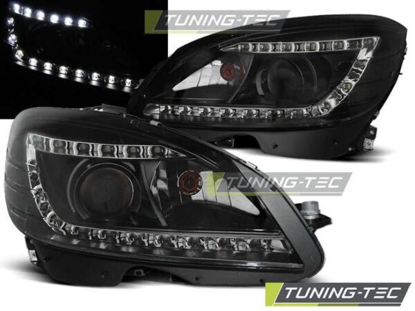 Φανάρια DAYLIGHT Μαύρο για MERCEDES W204 07-10 Mercedes C Class (W204) [2007-2014]