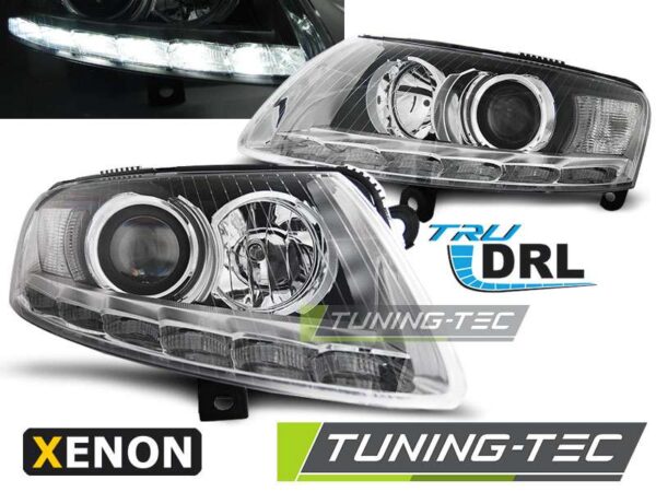 XENON Φανάρια TRUE DRL χρωμίου για AUDI A6 C6 04.04-08 Audi A6 2004–2011