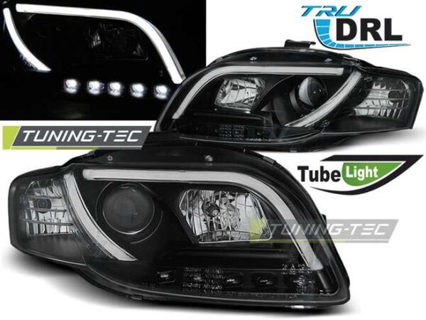 Φανάρια TUBE LIGHT DRL Μαύρο για AUDI A4 B7 11.04-03.08 Audi A4 (B7) [2004-2008]
