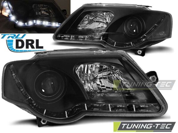 Φανάρια TRUE DRL Μαύρο για VW PASSAT B6 3C 03.05-10 Volkswagen Passat (B6&B7) [2005-2015]