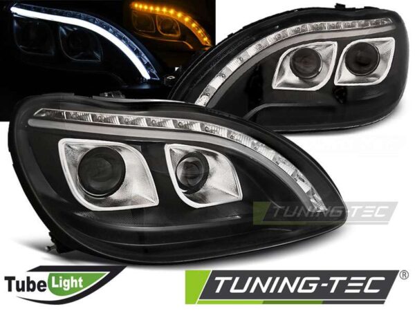 Φανάρια TUBE LIGHT Μαύρο για MERCEDES W220 S-KLASA 09.98-05.05 Mercedes S Class (W220) [1998-2005]