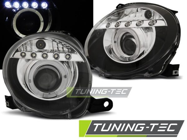 FIAT 500 07-15 PROJEKTOR Μαύρο LED Fiat 500 [2007-2014]