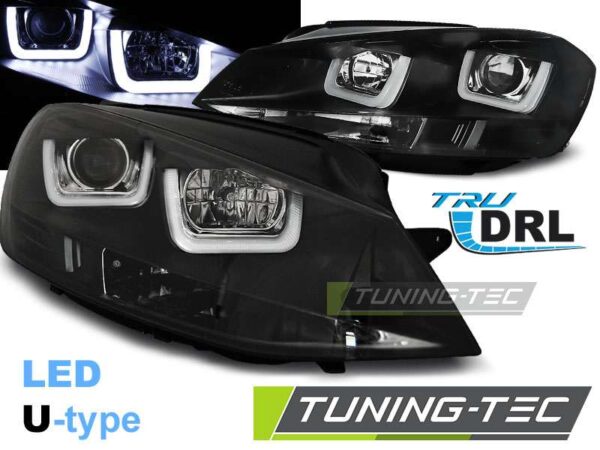 Φανάρια U-LED LIGHT Μαύρο για VW GOLF 7 11.12-17 Volkswagen Golf Mk7 [2013-2018]