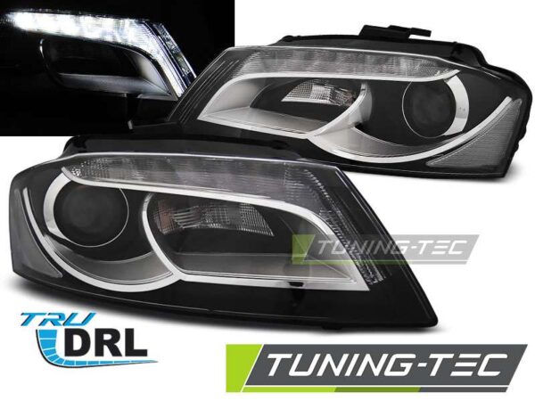 Φανάρια TRUE DRL Μαύρο για AUDI A3 8P 08-12 Audi A3 (8P) [2003-2012]