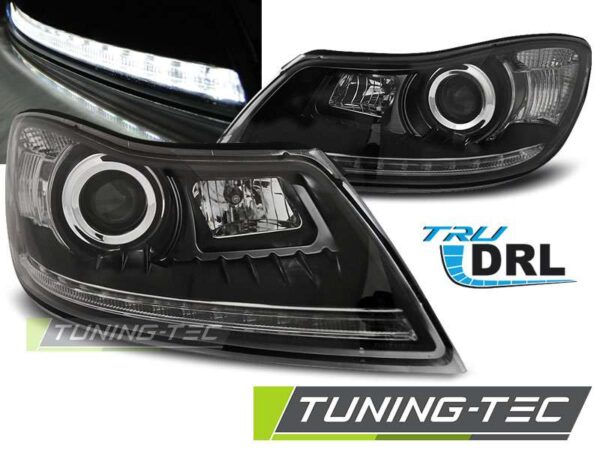 Φανάρια TRUE DRL Μαύρο για SKODA OCTAVIA 09-12 Skoda Octavia Mk2 [2004-2013]
