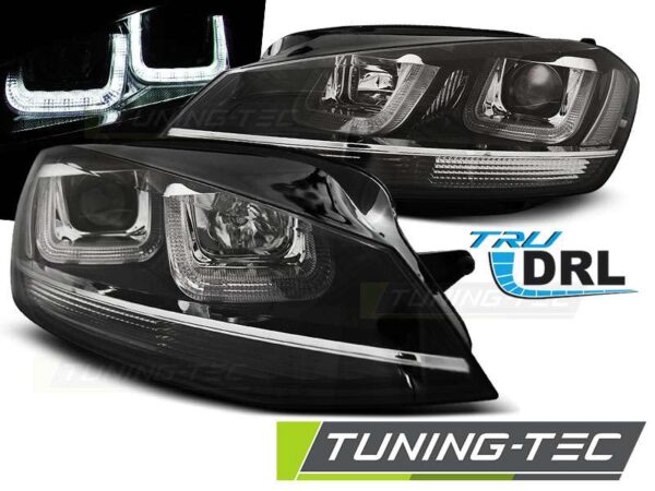 Φανάρια U-LED LIGHT Μαύρο WITH χρωμίου LINE για VW GOLF 7 11.12-17 Volkswagen Golf Mk7 [2013-2018]