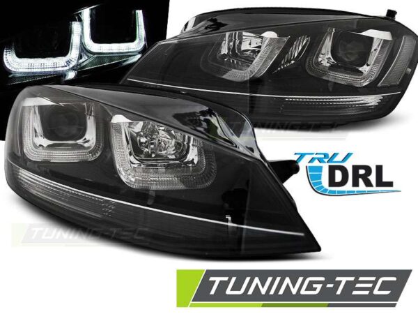 Φανάρια U-LED LIGHT Μαύρο WITH Μαύρο LINE για VW GOLF 7 11.12-17 Volkswagen Golf Mk7 [2013-2018]