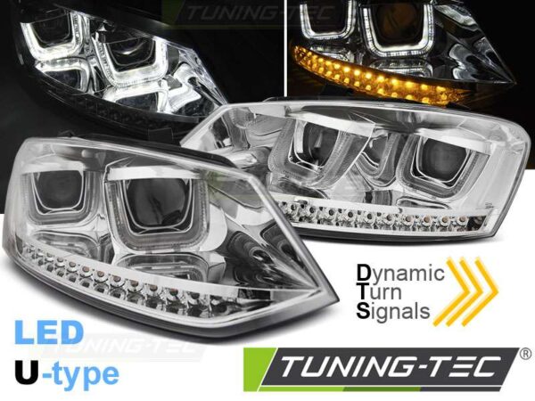 Φανάρια U-LED LIGHT χρωμίου SEQ για VW POLO 6R 09-03.14 Volkswagen Polo Mk5 [2009-2017]