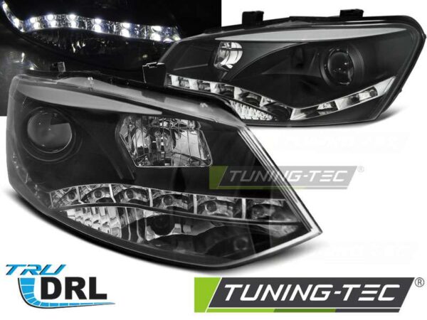Φανάρια TRUE DRL Μαύρο για VW POLO 6R 09-03.14 Volkswagen Polo Mk5 [2009-2017]