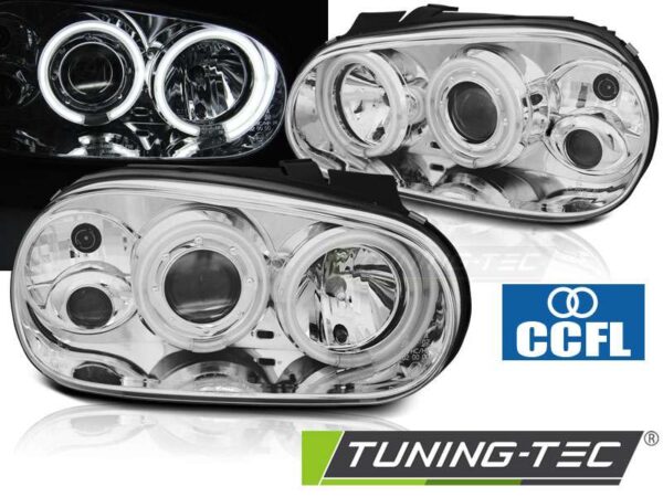 Φανάρια ANGEL EYES CCFL χρωμίου για VW GOLF 4 09.97-09.03 Volkswagen Golf Mk4 [1997-2004]