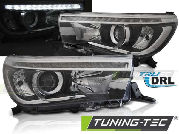 TOYOTA HILUX 16-  LED PROJECTOR TRUE DRL Μαύρο Toyota Hilux [2016-]