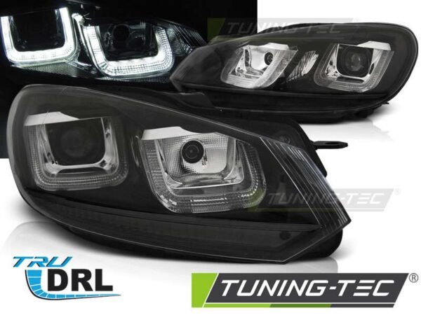 Φανάρια U-LED LIGHT DRL Μαύρο Μαύρο LINE για VW GOLF 6 08-12 Volkswagen Golf Mk6 [2008-2013]