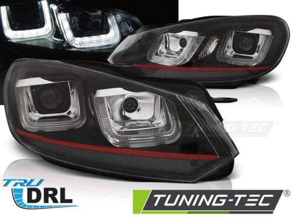 Φανάρια U-LED LIGHT DRL Μαύρο Κόκκινο LINE για VW GOLF 6 08-12 Volkswagen Golf Mk6 [2008-2013]