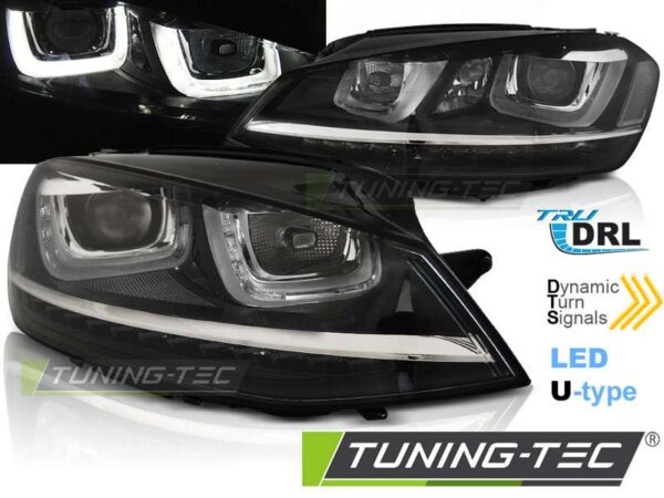 Φανάρια U-LED LIGHT DRL Μαύρο για VW GOLF 7 11.12-17 Volkswagen Golf Mk7 [2013-2018]