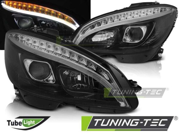 Φανάρια TUBE LIGHT Μαύρο για MERCEDES W204 07-10 Mercedes C Class (W204) [2007-2014]