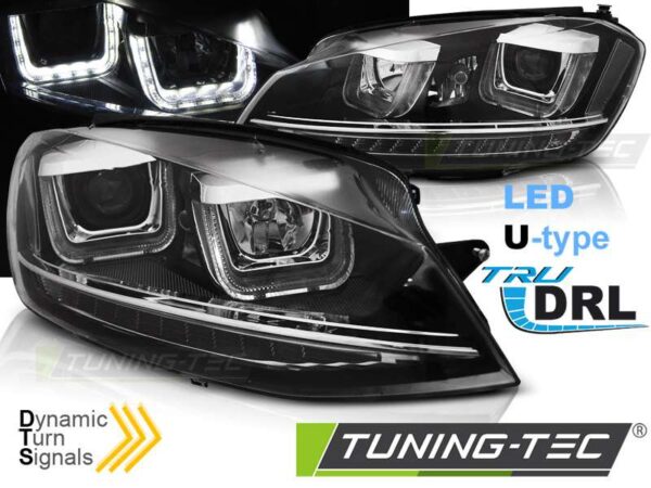 Φανάρια U-LED LIGHT DRL Μαύρο SEQ για VW GOLF 7 11.12-17 Volkswagen Golf Mk7 [2013-2018]