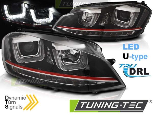 Φανάρια U-LED LIGHT DRL Μαύρο RDD LINE SEQ για VW GOLF 7 11.12-17 Volkswagen Golf Mk7 [2013-2018]